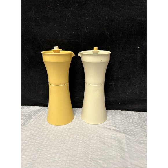 Vintage Tupperware Oil/Vinegar Cruet - Harvest Gold & Almond - Picture 1 of 7